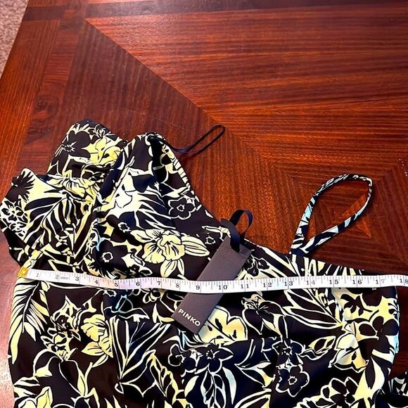 NWT PINKO | Mike 1 Popeline One Shoulder Italian Top | Nero/Lime | Size 6 - Picture 11 of 13